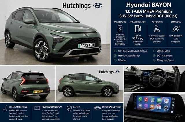 Hyundai BAYON 1.0 T-GDi MHEV Premium SUV 5dr Petrol Hybrid DCT Euro 6 (s/s) (100 ps) Mangrove Green